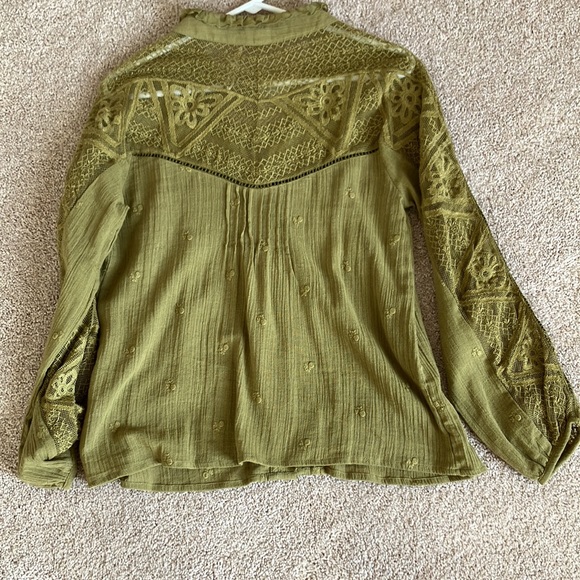 NEW. Anthropologie Forever that Girl beautiful crochet blouse. Olive green. NWT - Picture 7 of 7